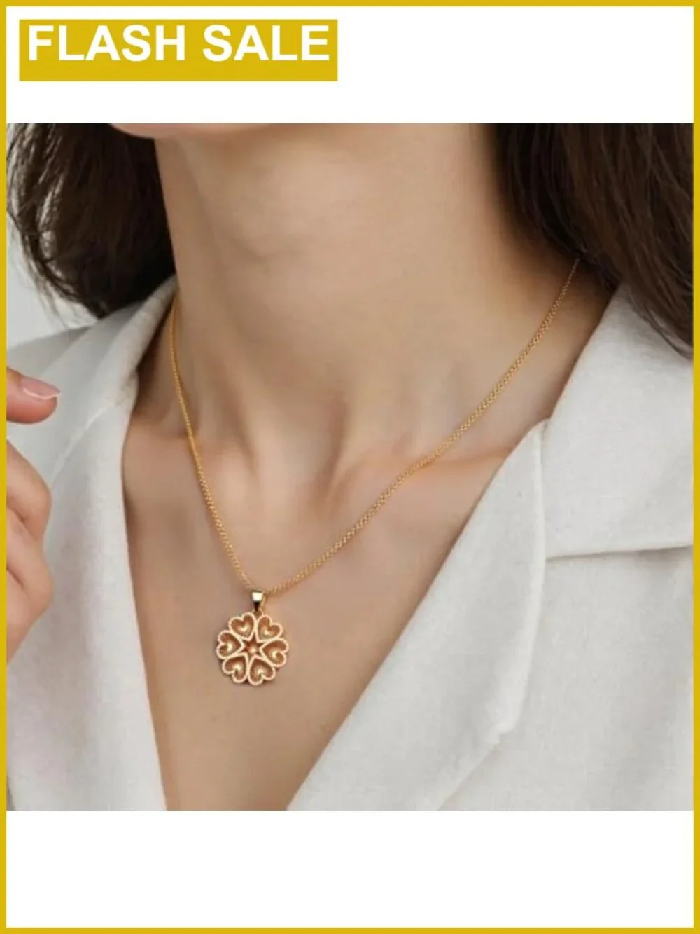 14K Gold Plated Necklace Butterfly Heart Flower Openwork Pendant Women
